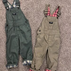 OshKosh B'gosh Green and Tan Overalls with Adjustable Straps